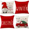 Funda de almohada navideña más vendida transfronteriza con estampado festivo de Papá Noel, funda de almohada para decoración del hogar, venta al por mayor directa del fabricante