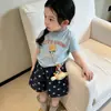 Conjunto para Niñas 2026 Verano Nuevo Estilo Camiseta Infantil Moda Versión Coreana Pantalones Cortos de Lunares Pantalones Anchos Casuales para Niñas