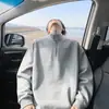 Sudadera de edición especial de alta resistencia, deconstruida, con media cremallera y cuello alto para hombre, marca de moda de otoño, top versátil casual holgado