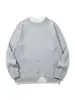 Yidao Vintage Outono 2026 Novo Suéter Retrô Falso Duas Peças Gola Redonda Color Block Masculino Estilo Preguiçoso Malha de Base