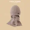 Chapéu Gorro Quente de Outono e Inverno para Bebês Meninas Chapéu de Lã Chapéu de Tricô Cachecol Masculino Proteção de Orelha Espessada Chapéu Infantil Tudo-em-Um