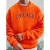 Sudadera para Hombre Chicago Illinois Estampado Creativo Cuello Redondo Lana Superior Bolsillo Lateral Sudadera