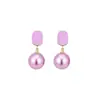 Pendientes Cuadrados de Perla con Gota de Aceite de Dopamina Aguja Plateada, Pendientes Frescos y de Moda para el Trabajo, Pendientes de Nicho de Alta Gama para Mujer