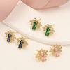 Estación independiente joyería de cobre microincrustada para mujer aretes de botón de abeja dulces y lindos aretes de temperamento de celebridad de Internet suministro transfronterizo