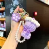 Llavero de Ramo para el Día del Maestro, Flor de Rosa Artificial Tejida a Crochet, Regalo Creativo para el Día del Maestro