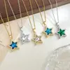 Colar Transfronteiriço Estilo Europeu e Americano Estrela Zircônia Microincrustada Colar para Mulheres, Luxo Leve Moda Aço Inoxidável de Alta Qualidade Corrente de Clavícula Acessório para Mulheres