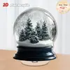 Impresión Plana Transfronteriza 2D Plano Globo de Nieve Giratorio 360, con Pinos y Copos de Nieve Brillantes