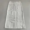 Falda Midi de Encaje Estilo Old Money con Cordones Dobladillo Recto Cintura Alta Adelgazante Versátil Cintura Elástica Abertura Color Sólido Casual Elegante Falda Larga para Mujer