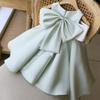 Vestido de Cetim Estilo Ocidental Estilo Coreano para Bebê Menina de Um Ano para Festa de Aniversário Vestido de Daminha Princesa com Ombro Único Bufante