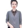 Moda Outono 2025 Emagrecedor Design Falso Duas Peças Redutor de Idade Patchwork Xadrez Manga Longa Camisa Base Feminina