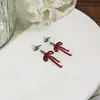 Pendientes de Perlas con Lazo Rosa Suave para Mujer, Pendientes Largos con Borlas Dulces Estilo Coreano, Pendientes Versátiles de Lujo Ligero de Nicho