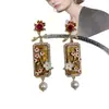 Pendientes Retro Palacio Chino Vintage con Relieve Floral y Colgantes Cuadrados Largos de Esmalte, Pendientes Elegantes