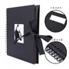 Álbum de Recortes Tarjeta Negra Retro Personalizado por el Fabricante Álbum de Fotos DIY Creativo con Lazo Ventana Cinta de 10 pulgadas Álbum de Recortes