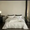 Juego de cuatro piezas de jacquard de algodón con plumas nebulosas lavado a la arena estilo lujo ligero, algodón Tencel, funda nórdica simple, suave, agradable para la piel, sábana bajera, ropa de cama