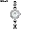 Reloj de Pulsera Mokago Popular Transfronterizo Francés Retro Verde Esmeralda Cuarzo para Mujer, Reloj de Pulsera Estilo Vintage de Lujo Ligero