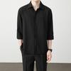 Camisa Negra Simple de Alta Gama de Seda de Hielo para Hombre Verano Delgada Ajustada Sin Planchar Resistente a las Arrugas Camisa Casual de Negocios Ligera
