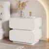 Mesa de Cabeceira Sólida na Cor Creme, Armário de Armazenamento Minimalista para Quarto Estilo Italiano, Mesa de Cabeceira Simples Moderna de Chão Totalmente Montada