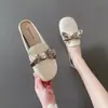 Meias-Pantufas para Mulheres, Calçado de Verão de Salto Baixo, Novas Sandálias Muller Preguiçosas Antiderrapantes com Laço e Fundo Plano Estilo Francês