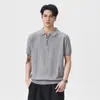 Camisa polo masculina com gola de lapela, manga curta de verão, solta, casual, versátil, top de marca moderna, polo estilo fino 2026