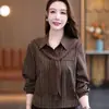 Camisa de rayas de manga larga para mujer, a la moda y hecha a medida, nuevo diseño de principios de otoño 2026, top tipo chal elegante, efecto adelgazante