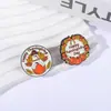 Broche Esmaltado Redondo Estilo Europeu e Americano para Ação de Graças Padrão de Peru e Guirlanda de Abóbora Decoração de Feriado Acessório Tendência