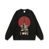 Camiseta de manga larga con estampado directo retro de hip hop callejero americano, camisa básica de gran tamaño a la moda nacional que combina con todo para hombre