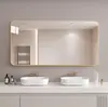 Espejo de Baño Montado en Pared Autoadhesivo Inodoro Lavabo Maquillaje Montado en Pared Sin Taladro Montado en Pared Espejo de Media Longitud