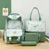 Nuevo Set de Mochila con Orejas de Gato y Estampado de Estrellas, Lindo Set de Mochila Escolar de Cuatro Piezas para Estudiantes de Primaria y Secundaria para Reducir la Carga y Proteger la Columna Vertebral