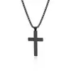 Colar Cruz de Aço Titânio Transfronteiriço Joias para Homens e Mulheres Acessórios Longos Europeus e Americanos Corrente de Aço Inoxidável Dourado 18K Não Desbota
