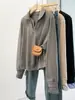 2025 Nuevo Otoño Talla Grande para Mujeres Estilo Coreano Contraste Falso Dos Piezas Cuello Vuelto Rayas Sudadera Suéter Top