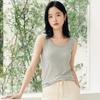 Tela de seda Yuka verano nuevo coreano mujer cuello redondo color liso camisola corta ajustada ajustada al por mayor