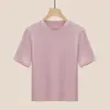 Camiseta básica de cuello redondo para mujer, nuevo modelo primavera y otoño 2026, hecha de algodón modal y lana, corte ajustado, tacto de alta gama, top de manga media