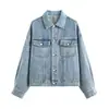Chaqueta Corta de Mezclilla Holgada Estilo Europeo y Americano para Mujer Otoño 2026, Top de Mezclilla Azul de Moda Ins, Chaqueta Exterior Casual