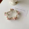 Jardín de Rosas Estilo Francés Estilo Pintura al Óleo Chica Perla Flor Goma para el Cabello Alta Elasticidad Trenzado Exquisita Diadema de Hada