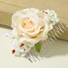 Acessórios Transfronteiriços Europeus e Americanos, Pente de Cabelo e Grampo de Cabelo Doces com Flores Artificiais, Ornamento de Cabelo de Flor Estilo Férias Boêmio com Franjas