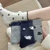 Calcetines de Invierno y Otoño para Mujer, Lindos de Conejo, Cachemir, Dibujos Animados, Estampados, Rayas, Bloques de Color, Cachorro, Estilo Universitario, Caña Media, Calcetines Arrugados Sin Costuras