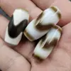 Dente Branco Tigre Dente Dzi Caminho-Através Pedra de Jade Contas Soltas Cor Café Branco Ágata Contas de Arroz Contas Cilindro Colar Acessórios de Joias Contas