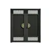 Porta de entrada principal de villa em liga de alumínio moderna minimalista pátio porta de abertura dupla grade vertical porta de entrada vazada