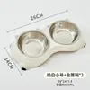Tigela para Gato, Tigela para Cachorro, Tigela de Comida para Gato, Tigela Dupla, Aço Inoxidável, Difícil de Derrubar, Protege o Pescoço, Tigela Integrada para Beber Água e Comer