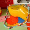 Estilo nuevo de primavera y verano, cadena para clavícula con colgante de florcitas de colores, collar para mujer con colgante de manzana roja lindo