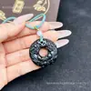 Colgante de Obsidiana de Cristal Natural, Hebilla de Seguridad Doble Pixiu de Obsidiana, Colgante Popular, Venta Directa de Fábrica y Venta al por Mayor de Obsidiana