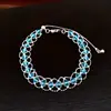 Pulsera Redonda Tejida con Cuentas y Cierre de Cordón para Mujer Lujo Ligero de Gama Alta Moderna Anillo de Mano Diseño de Nicho Joyería de Mano
