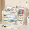 Suporte de Mesa Organizador de Canetas para Estudantes Grande Capacidade Estante de Mesa Organizador de Arquivos para Escritório