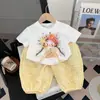 Conjunto Nuevo de Verano para Niñas: Camiseta Dulce para Niña y Pantalón Cuadros Anti-Mosquitos Conjunto Casual Infantil