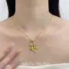 Collar con nudo de lazo de ramo tachonado de diamantes de oro estilo antiguo cadena de clavícula de temperamento de lujo ligero hueca exquisito para regalo