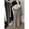 Pantalones Casuales de Punto de Cintura Alta con Cordón, Cómodos y Versátiles para el Uso Diario, Nuevos para Otoño/Invierno 2026, Pantalones Largos Holgados de Pierna Ancha para Mujer