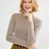 Suéter Novo de Gola Alta Outono e Inverno Feminino Slim Fit Gola Alta Camada Base Elegante Manga Longa Roupa Íntima Malha Justa Atacado
