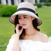 Sombrero de Paja de Ala Ancha para Mujer, Protección Solar para Vacaciones de Verano, Sombrilla para Viajes a la Playa, Sombrero de Pescador tipo Cúpula, Casual y Versátil