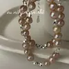 Ounihan Prata Esterlina S925 Prata Quebrada Pulseira de Pérola Rosa Pulseira Natural de Água Doce Feminina Design Doce Ins