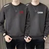Sudadera Estampada de Cuello Redondo para Hombre, Nueva de Primavera y Otoño, Holgada, Gruesa, de Manga Larga, Jersey, Camisa Base Versátil de Moda para Hombres Modernos